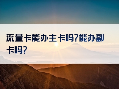 流量卡能办主卡吗？能办副卡吗？