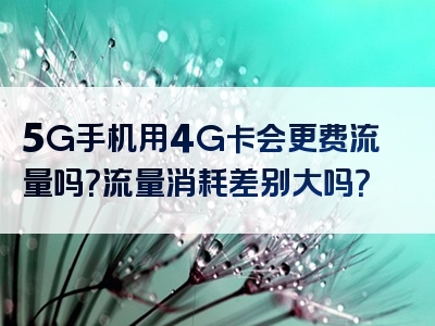 5G手机用4G卡会更费流量吗？流量消耗差别大吗？