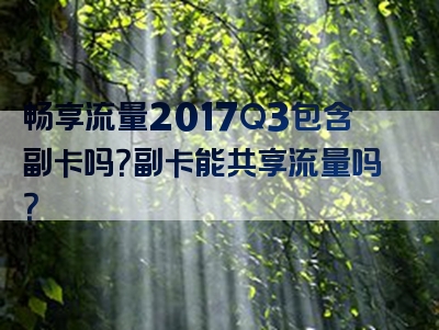 畅享流量2017Q3包含副卡吗？副卡能共享流量吗？