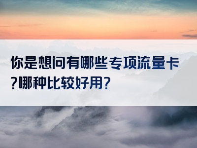 你是想问有哪些专项流量卡？哪种比较好用？