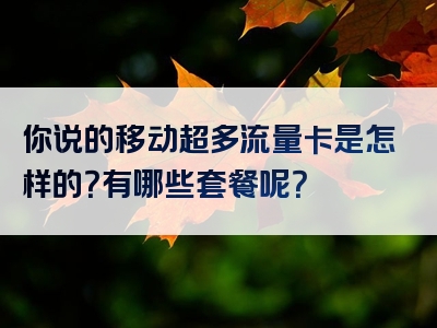 你说的移动超多流量卡是怎样的？有哪些套餐呢？