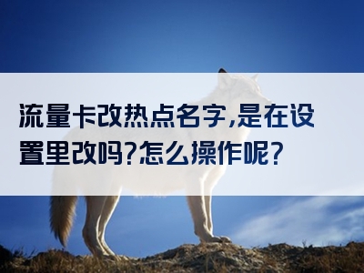 流量卡改热点名字，是在设置里改吗？怎么操作呢？