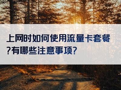 上网时如何使用流量卡套餐？有哪些注意事项？