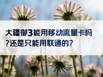 大疆御3能用移动流量卡吗？还是只能用联通的？