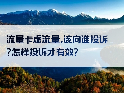 流量卡虚流量，该向谁投诉？怎样投诉才有效？