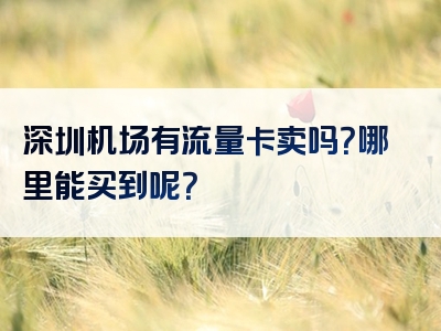 深圳机场有流量卡卖吗？哪里能买到呢？