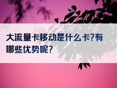 大流量卡移动是什么卡？有哪些优势呢？
