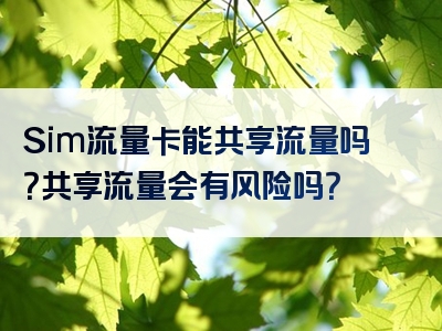 Sim流量卡能共享流量吗？共享流量会有风险吗？