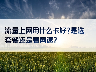 流量上网用什么卡好？是选套餐还是看网速？