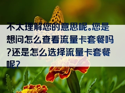 不太理解您的意思呢。您是想问怎么查看流量卡套餐吗？还是怎么选择流量卡套餐呢？