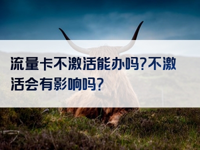 流量卡不激活能办吗？不激活会有影响吗？