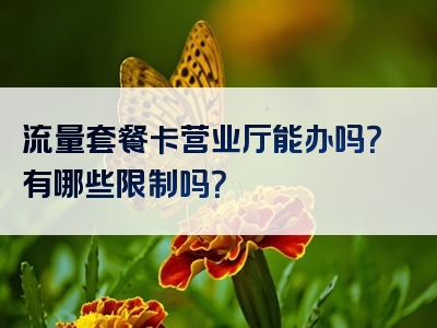 流量套餐卡营业厅能办吗？有哪些限制吗？