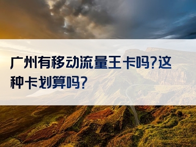 广州有移动流量王卡吗？这种卡划算吗？