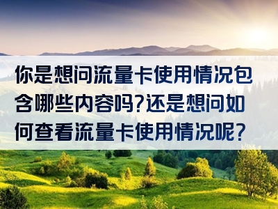 你是想问流量卡使用情况包含哪些内容吗？还是想问如何查看流量卡使用情况呢？