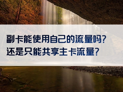副卡能使用自己的流量吗？还是只能共享主卡流量？