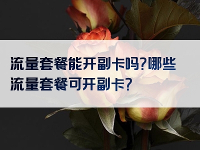 流量套餐能开副卡吗？哪些流量套餐可开副卡？