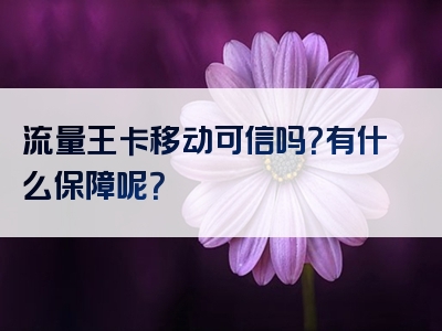 流量王卡移动可信吗？有什么保障呢？