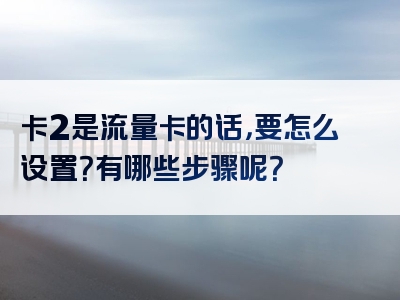卡2是流量卡的话，要怎么设置？有哪些步骤呢？