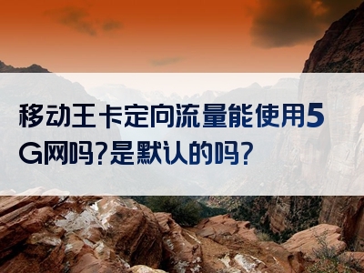 移动王卡定向流量能使用5G网吗？是默认的吗？