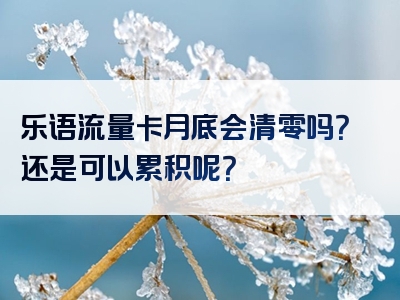 乐语流量卡月底会清零吗？还是可以累积呢？
