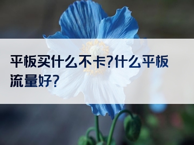 平板买什么不卡？什么平板流量好？