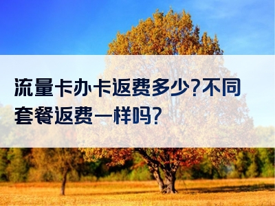 流量卡办卡返费多少？不同套餐返费一样吗？