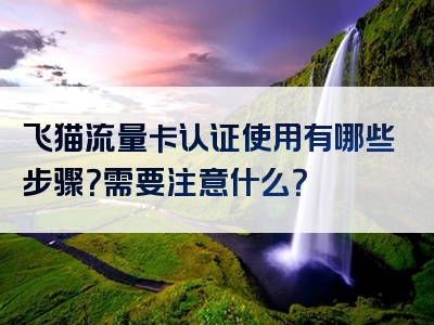 飞猫流量卡认证使用有哪些步骤？需要注意什么？