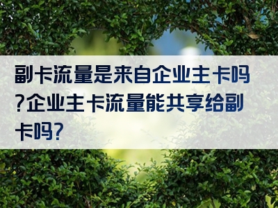 副卡流量是来自企业主卡吗？企业主卡流量能共享给副卡吗？
