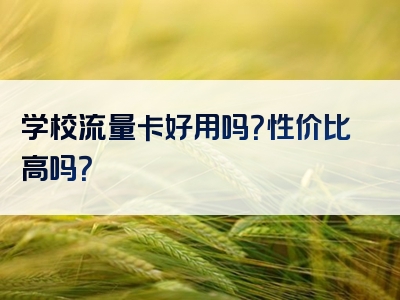 学校流量卡好用吗？性价比高吗？
