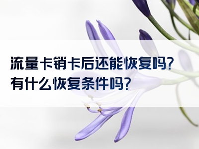 流量卡销卡后还能恢复吗？有什么恢复条件吗？