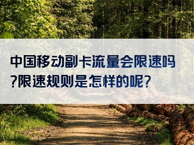 中国移动副卡流量会限速吗？限速规则是怎样的呢？