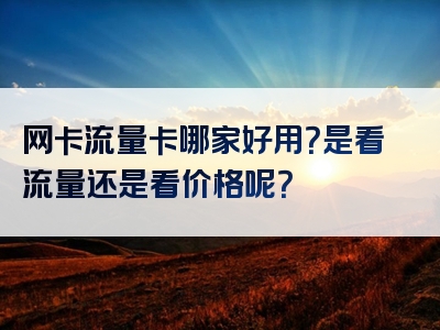 网卡流量卡哪家好用？是看流量还是看价格呢？