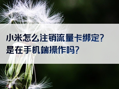 小米怎么注销流量卡绑定？是在手机端操作吗？