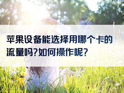 苹果设备能选择用哪个卡的流量吗？如何操作呢？