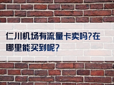 仁川机场有流量卡卖吗？在哪里能买到呢？