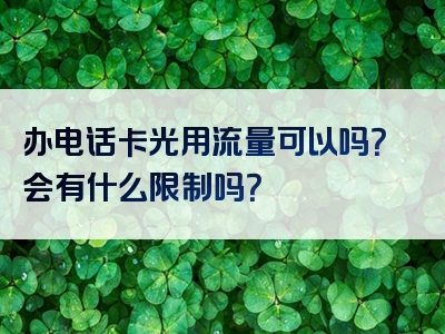 办电话卡光用流量可以吗？会有什么限制吗？