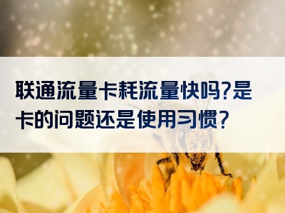 联通流量卡耗流量快吗？是卡的问题还是使用习惯？