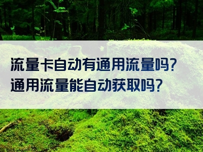 流量卡自动有通用流量吗？通用流量能自动获取吗？