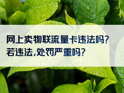 网上卖物联流量卡违法吗？若违法，处罚严重吗？