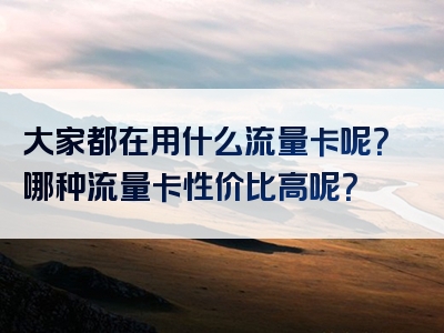 大家都在用什么流量卡呢？哪种流量卡性价比高呢？
