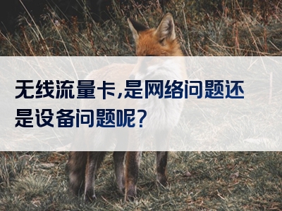 无线流量卡，是网络问题还是设备问题呢？