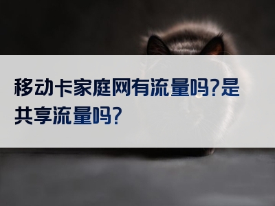 移动卡家庭网有流量吗？是共享流量吗？