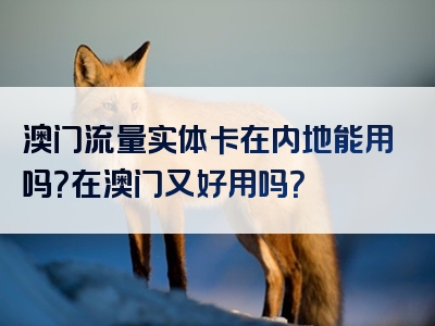 澳门流量实体卡在内地能用吗？在澳门又好用吗？