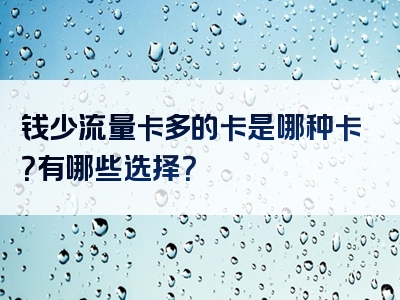 钱少流量卡多的卡是哪种卡？有哪些选择？