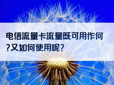 电信流量卡流量既可用作何？又如何使用呢？