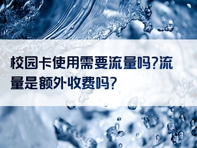 校园卡使用需要流量吗？流量是额外收费吗？