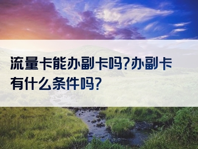流量卡能办副卡吗？办副卡有什么条件吗？