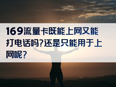 169流量卡既能上网又能打电话吗？还是只能用于上网呢？