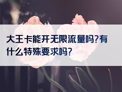 大王卡能开无限流量吗？有什么特殊要求吗？