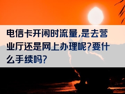 电信卡开闲时流量，是去营业厅还是网上办理呢？要什么手续吗？